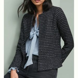 NWT Anthropologie Metallic-Shimmer Tweed Open-Front Jacket by Dolan
